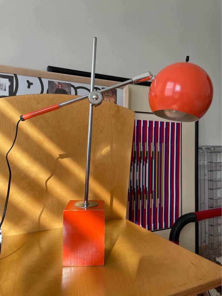 1960s/70s Orange Orb Eyeball Lamp Attributed to Robert Sonneman for George Kovacs