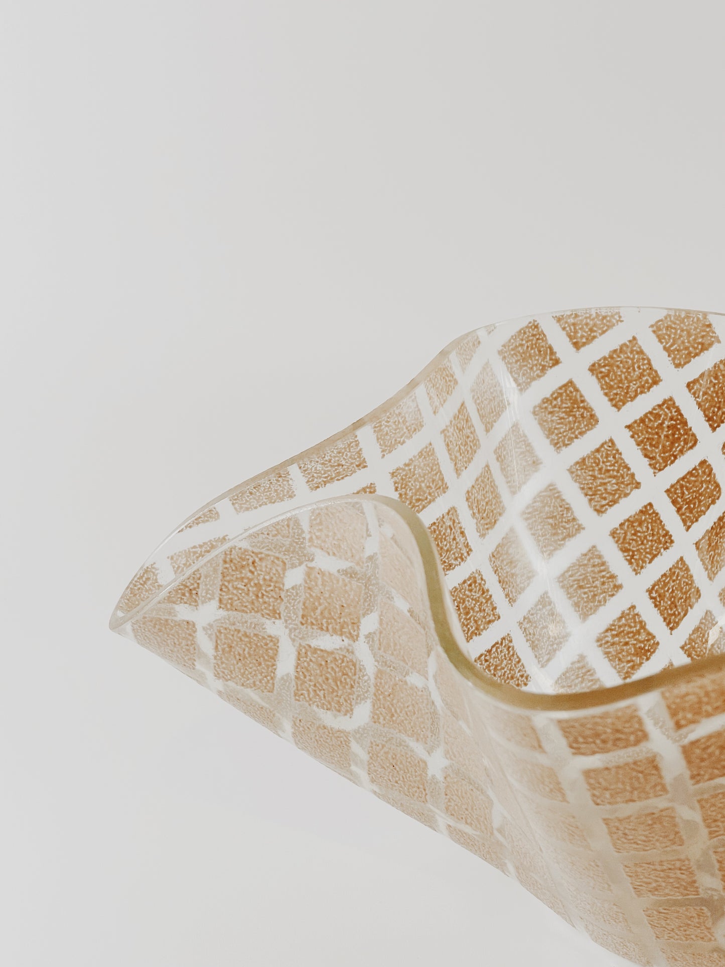 Vintage Wavy Textured Checker Glass Bowl