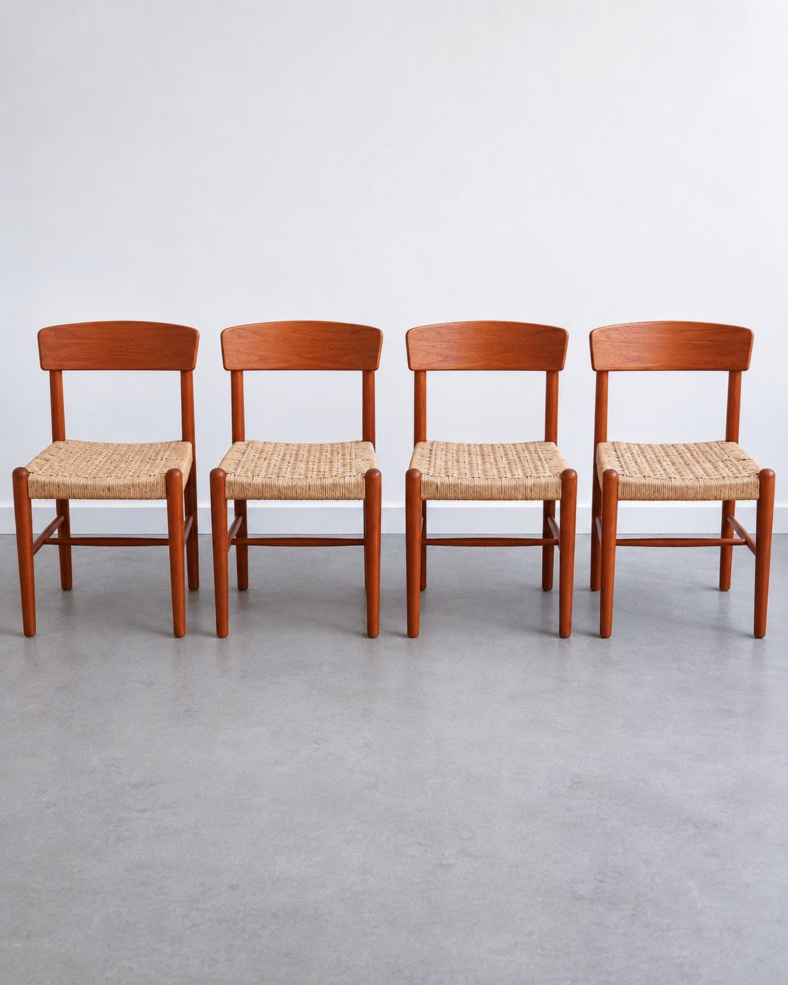 Set of 4 MCM Danish Teak Dining Chairs w/ Woven Seat
