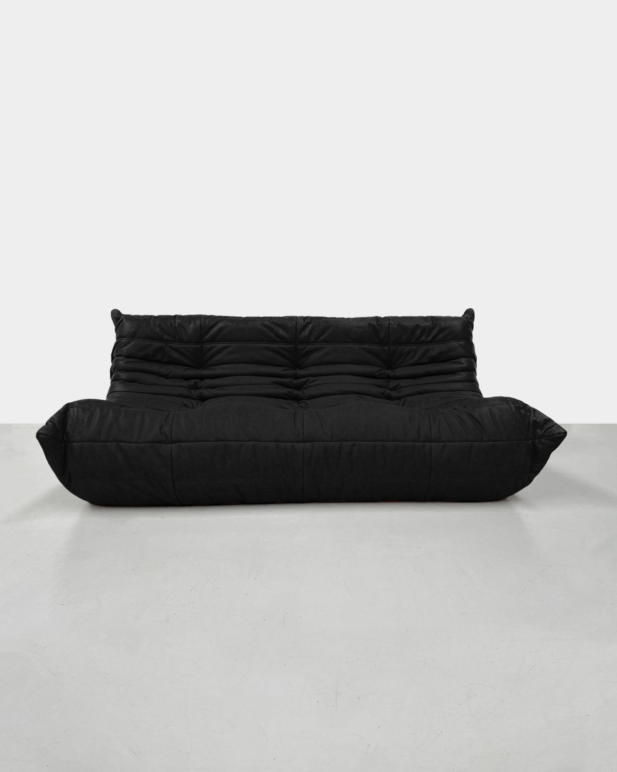 Togo Sofa in Black Leather by Michel Ducaroy for Ligne Roset