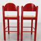 Set of 2 1970s MCM Hank Lowenstein Padova Bar Stools with Rush Seating