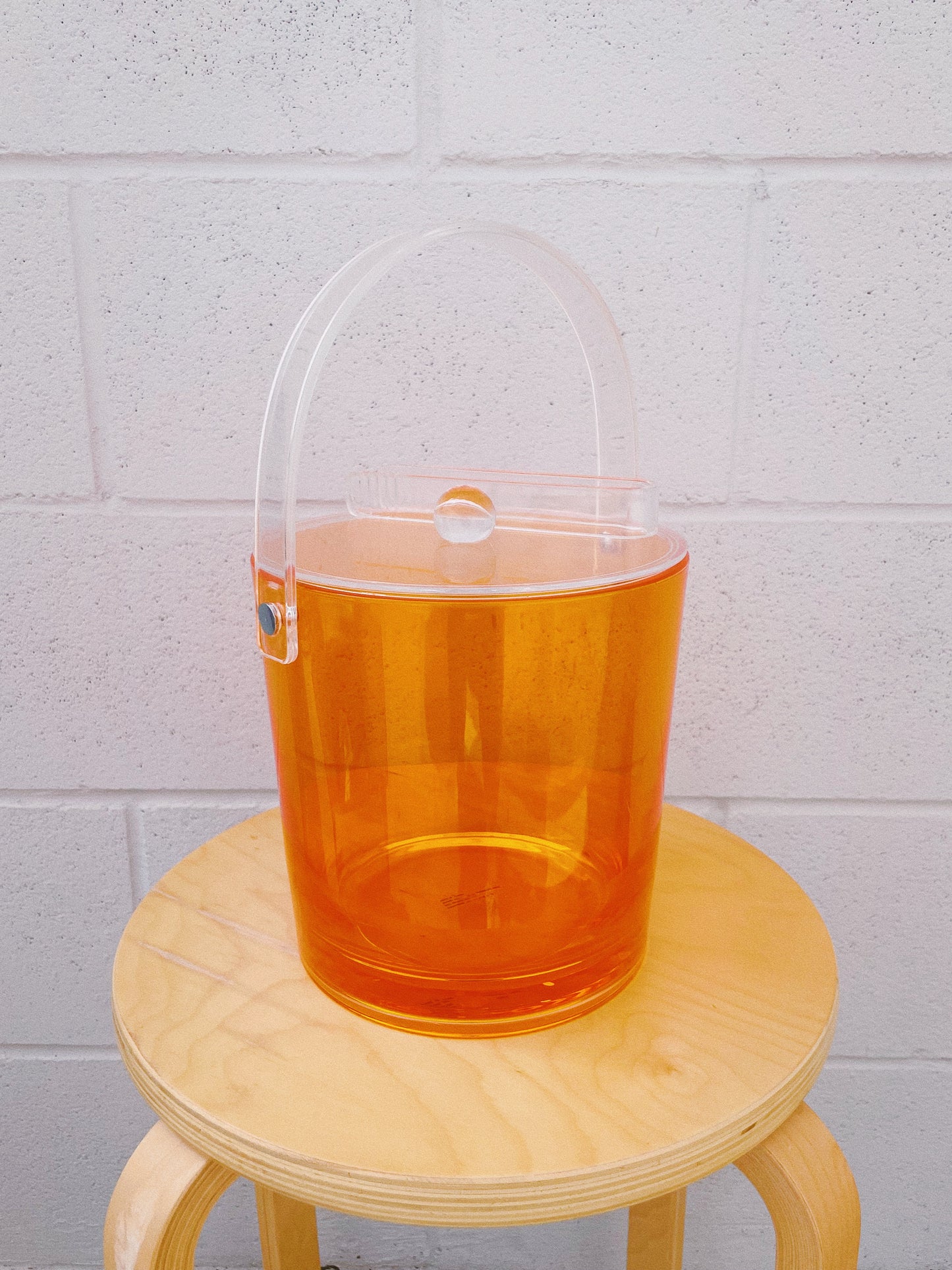 1960s Orange and Clear Lucite Ice Bucket