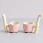 1981 Lynne Turner Slip-Cast Porcelain Flask with Cups, Signed & Dated