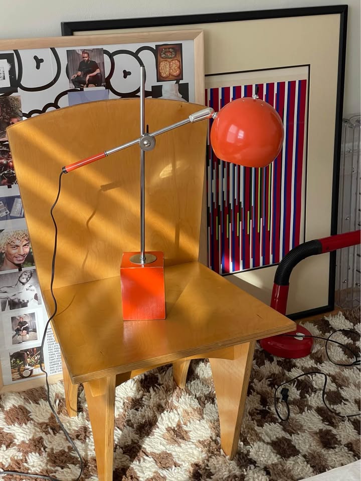 1960s/70s Orange Orb Eyeball Lamp Attributed to Robert Sonneman for George Kovacs