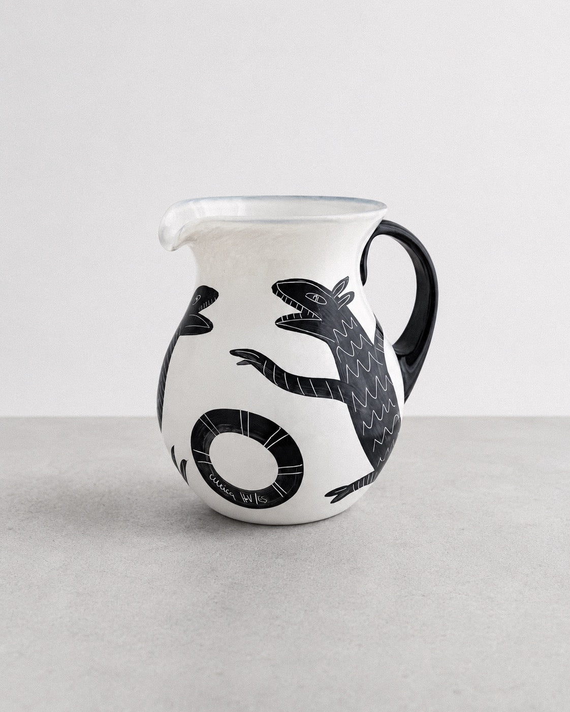 1987 Kosta Boda Caramba Collection Jug by Ulrica Hydman-Vallien; Signed