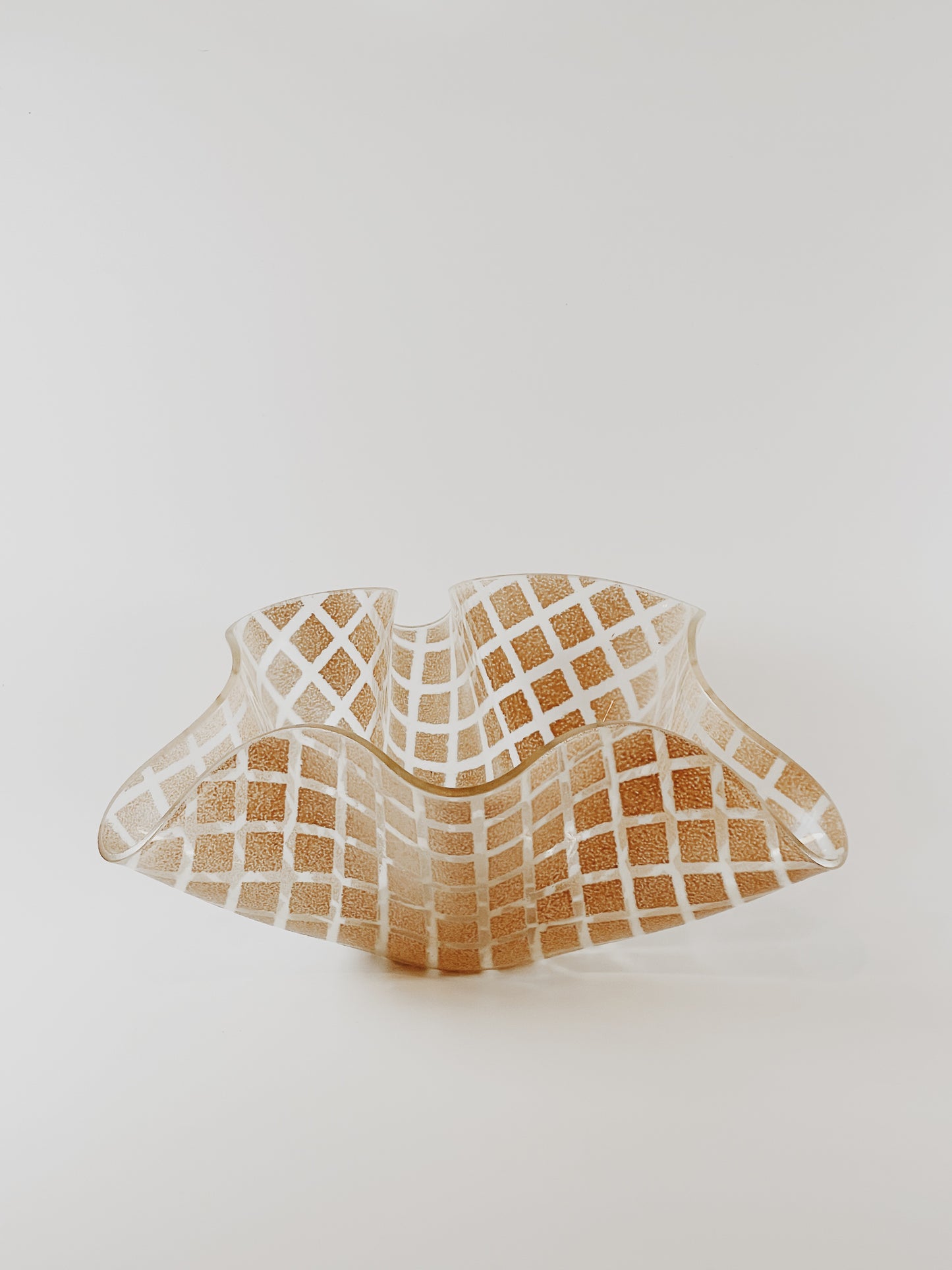 Vintage Wavy Textured Checker Glass Bowl