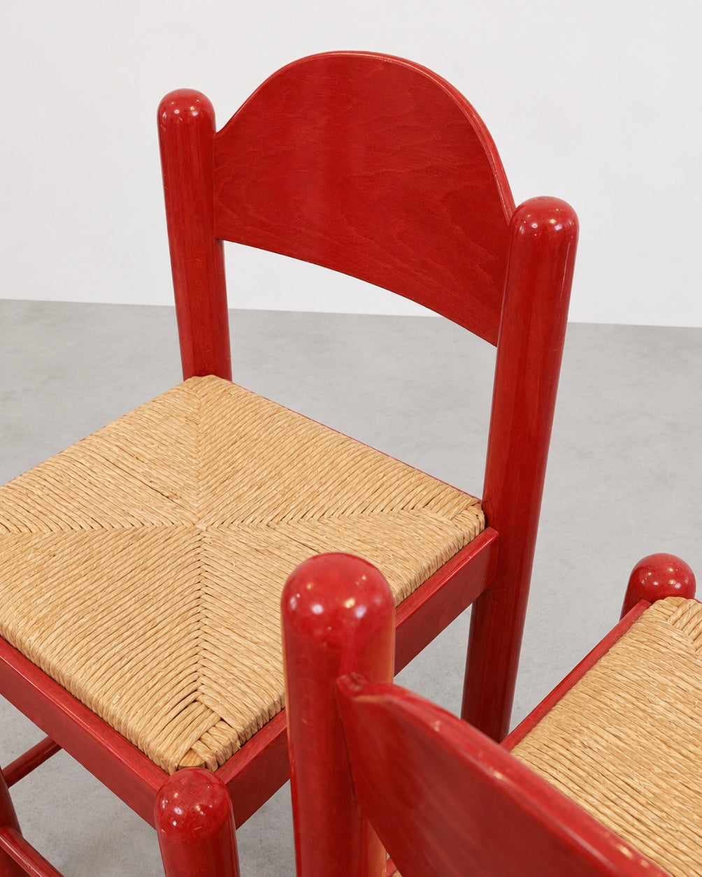 Set of 2 1970s MCM Hank Lowenstein Padova Bar Stools with Rush Seating