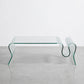 1980s Undulating Glass Coffee Table w/ Frosted Accents