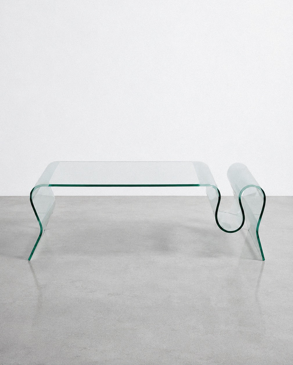 1980s Undulating Glass Coffee Table w/ Frosted Accents