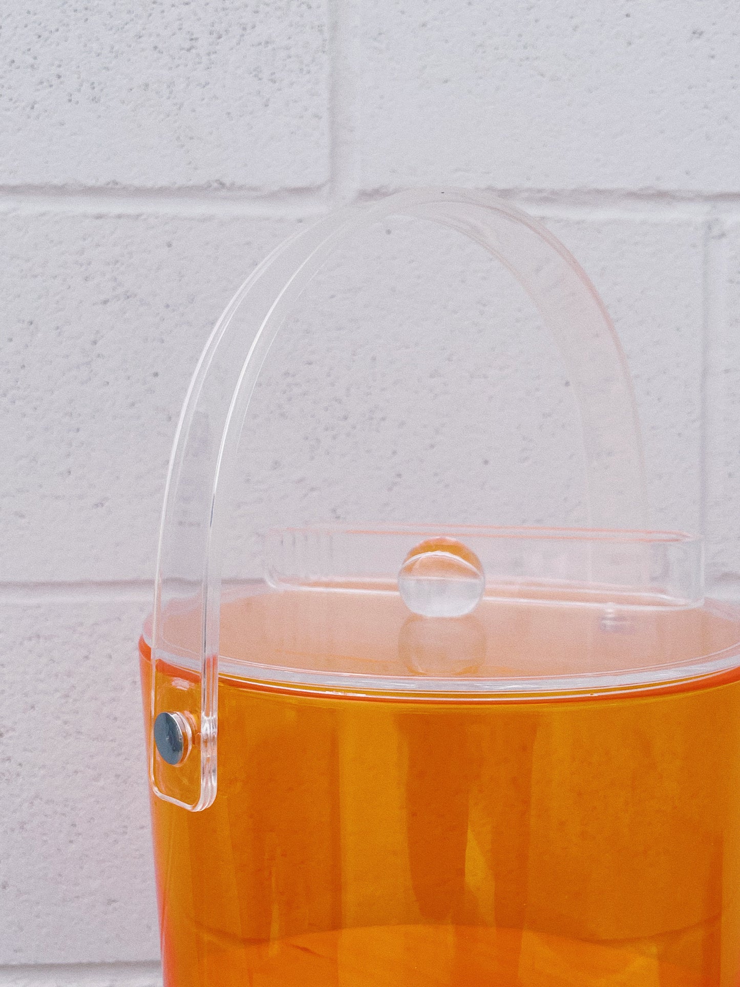 1960s Orange and Clear Lucite Ice Bucket