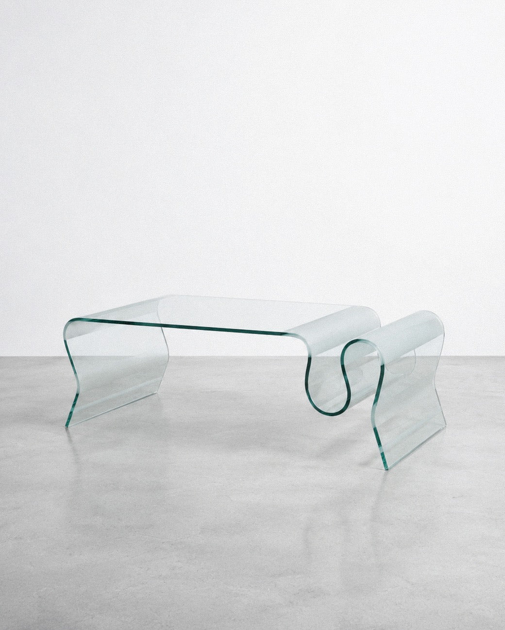 1980s Undulating Glass Coffee Table w/ Frosted Accents