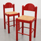 Set of 2 1970s MCM Hank Lowenstein Padova Bar Stools with Rush Seating