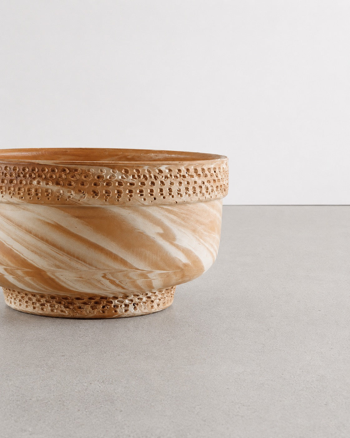 Marbled Terracotta Pot or Catchall; Handmade