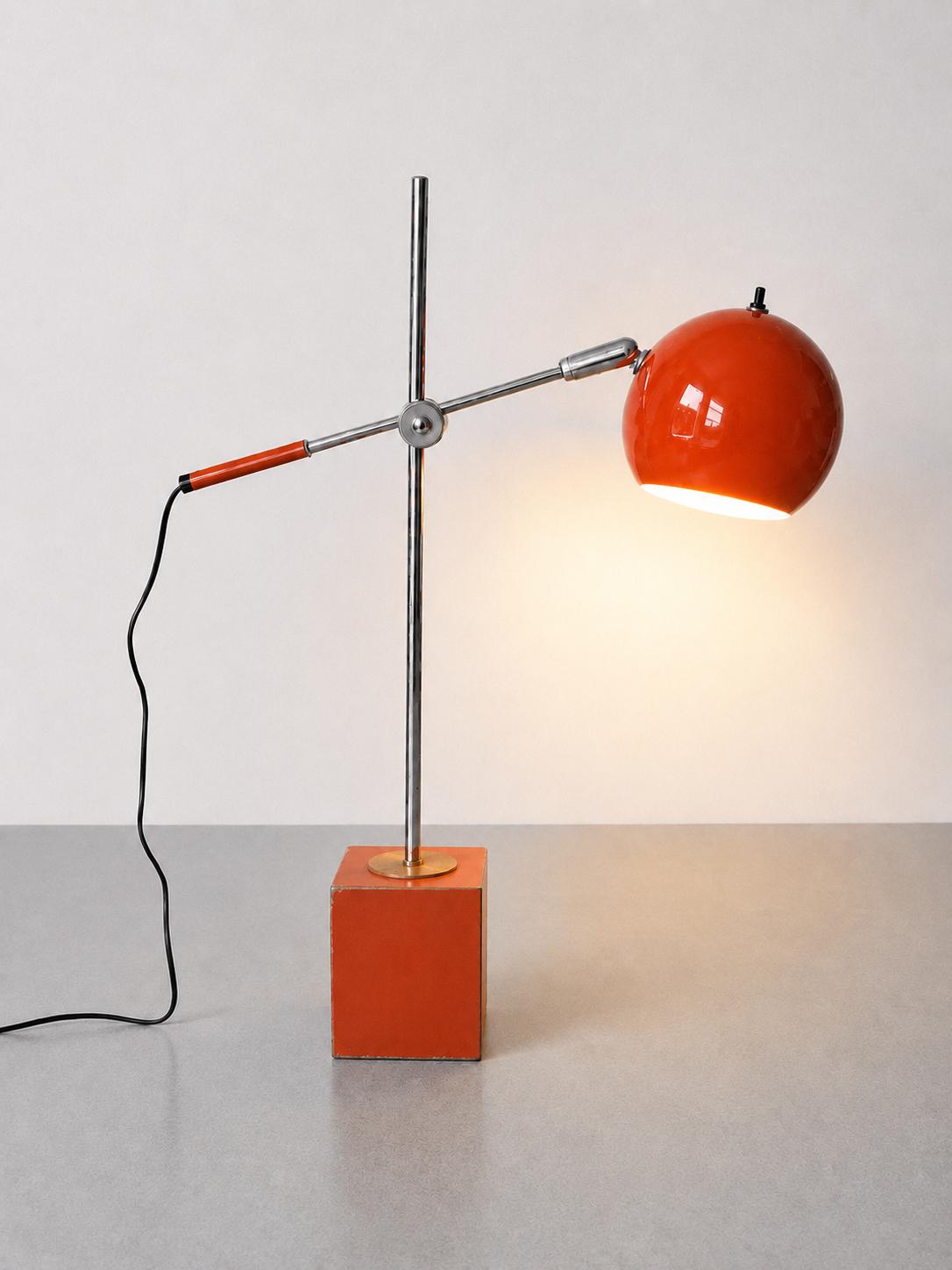 1960s/70s Orange Orb Eyeball Lamp Attributed to Robert Sonneman for George Kovacs