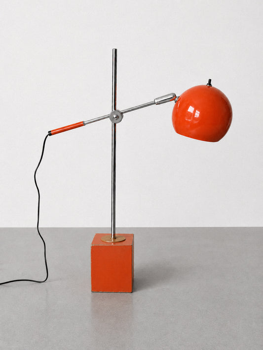 1960s/70s Orange Orb Eyeball Lamp Attributed to Robert Sonneman for George Kovacs