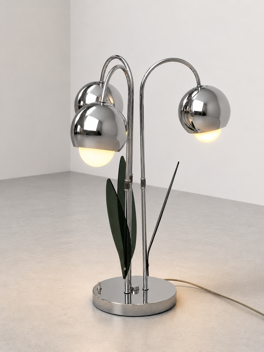 **Shipping Listing** 1960s Chrome Waterfall Table Lamp Attributed to Robert Sonneman