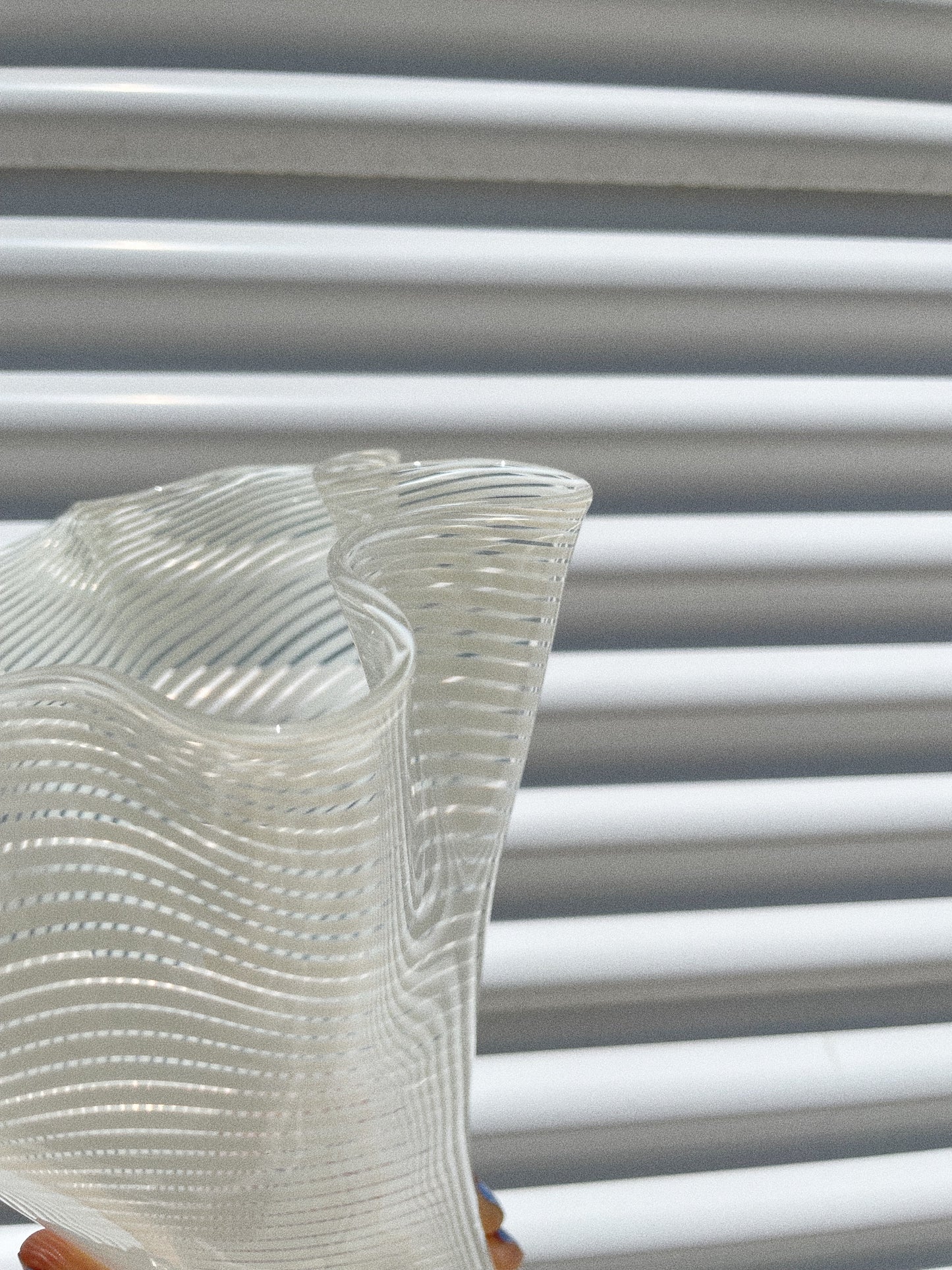 Wavy Latticino Murano Style Vase