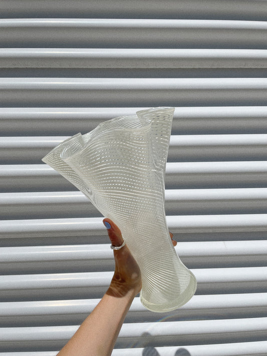 Wavy Latticino Murano Style Vase