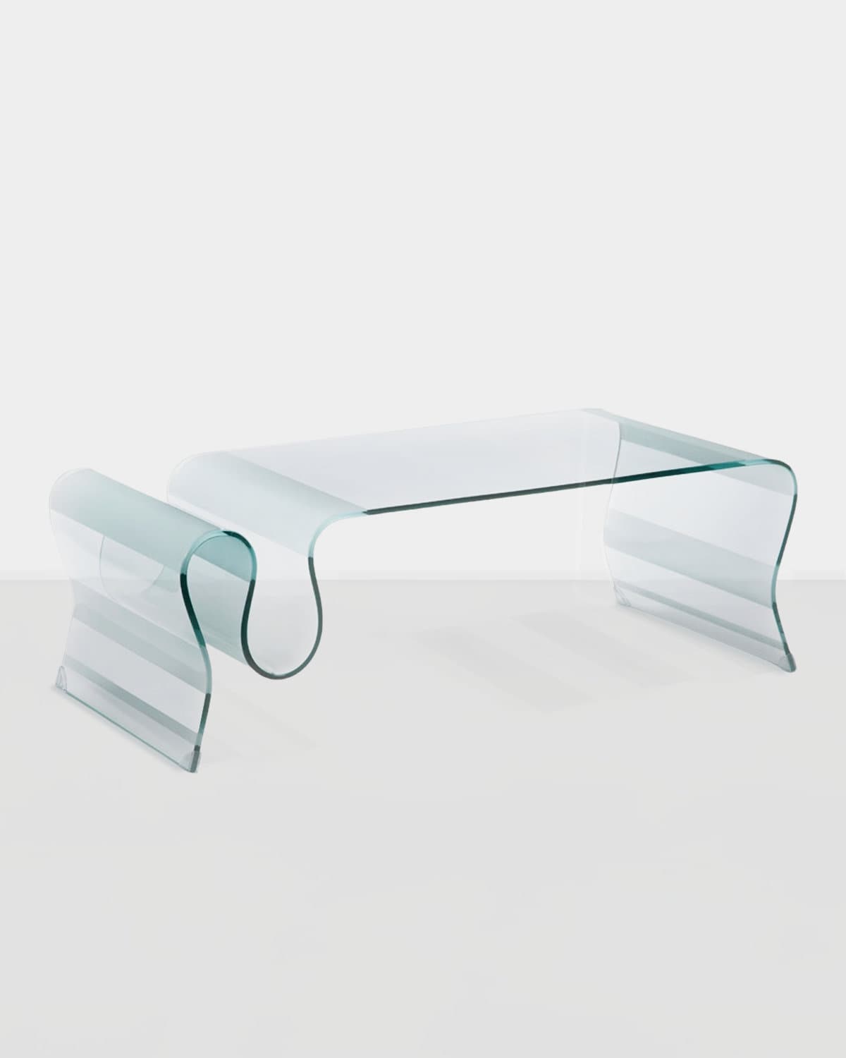 1980s Undulating Glass Coffee Table w/ Frosted Accents