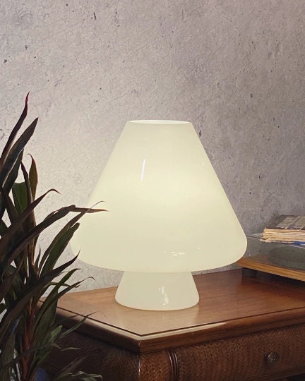 XL 1960s RES Murano Mushroom Lamp in White