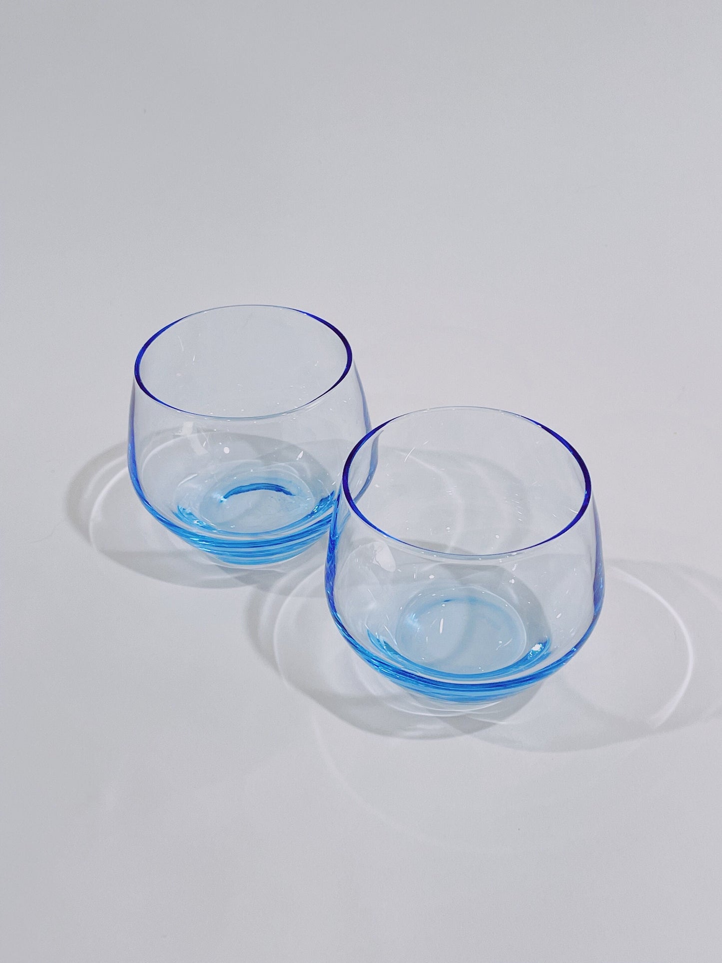 Set of 2 1990s Electric Blue Tasting Glass Drinkware