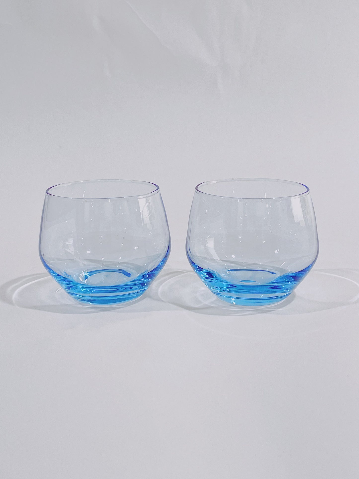 Set of 2 1990s Electric Blue Tasting Glass Drinkware