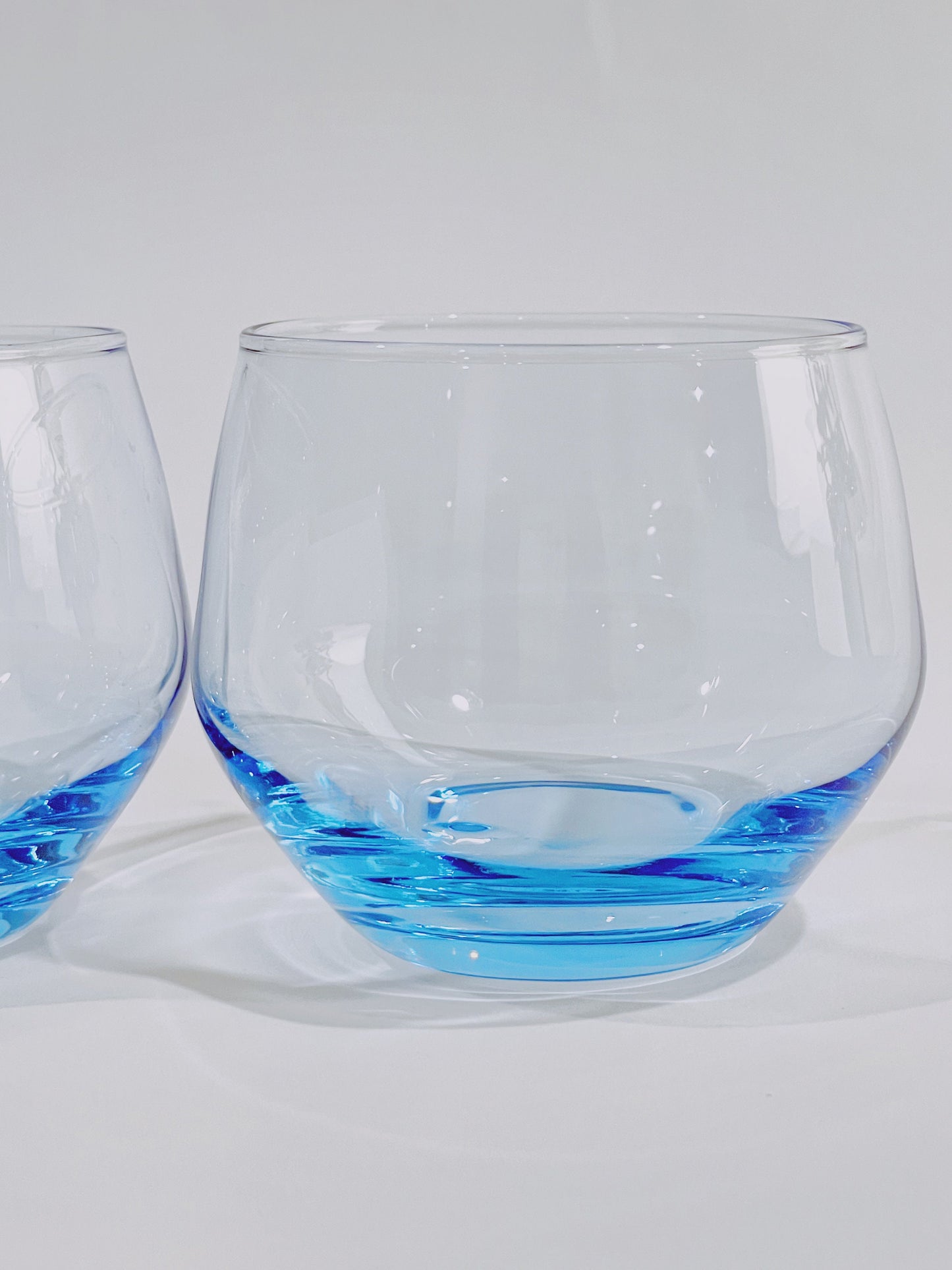 Set of 2 1990s Electric Blue Tasting Glass Drinkware