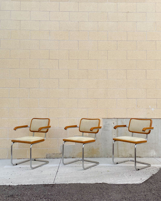 1970s Upholstered Cesca Chairs After Marcel Breuer for Knoll — Set of 4